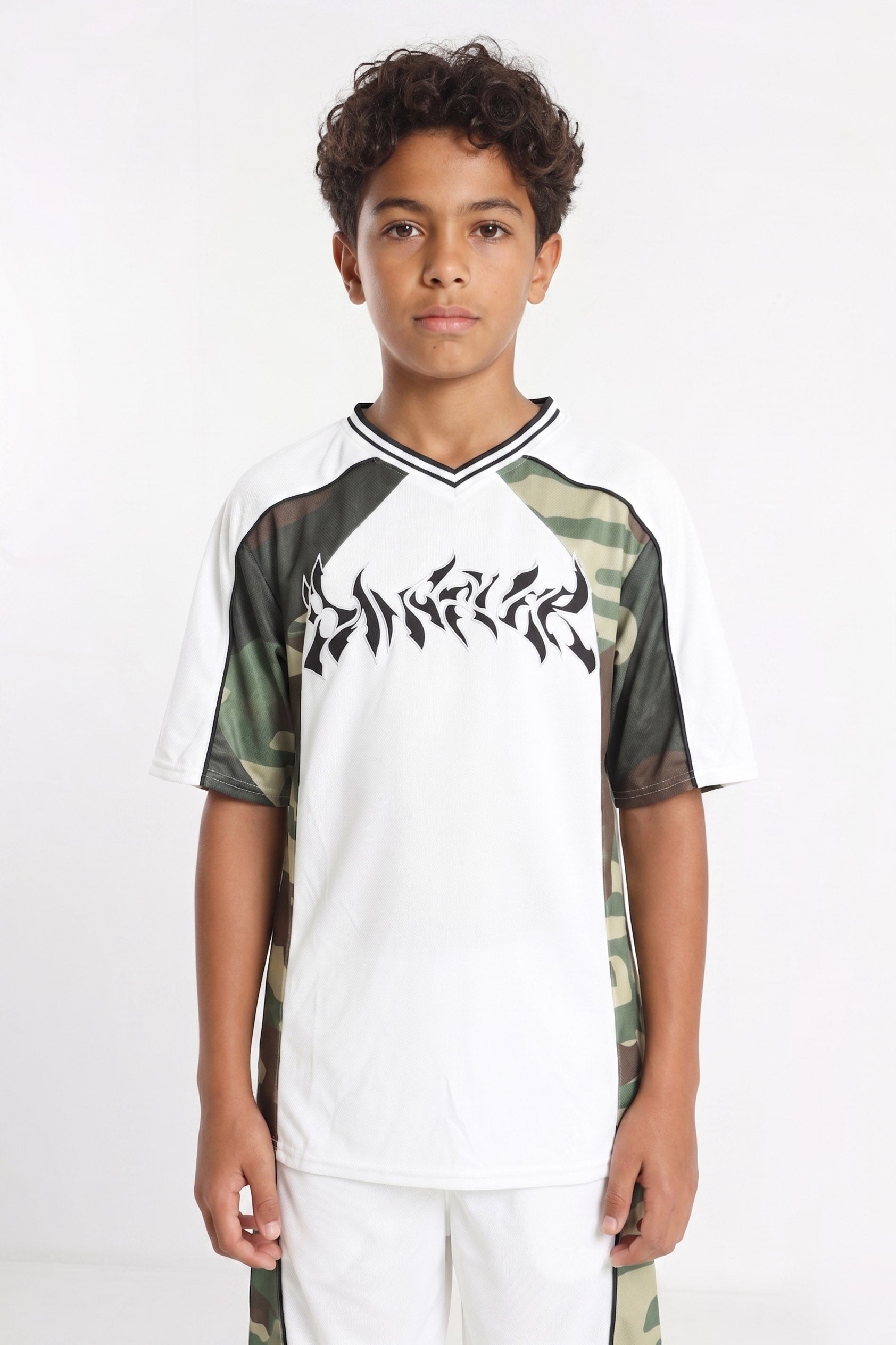 Mesh T-Shirt - Weiss + Grün Camouflage