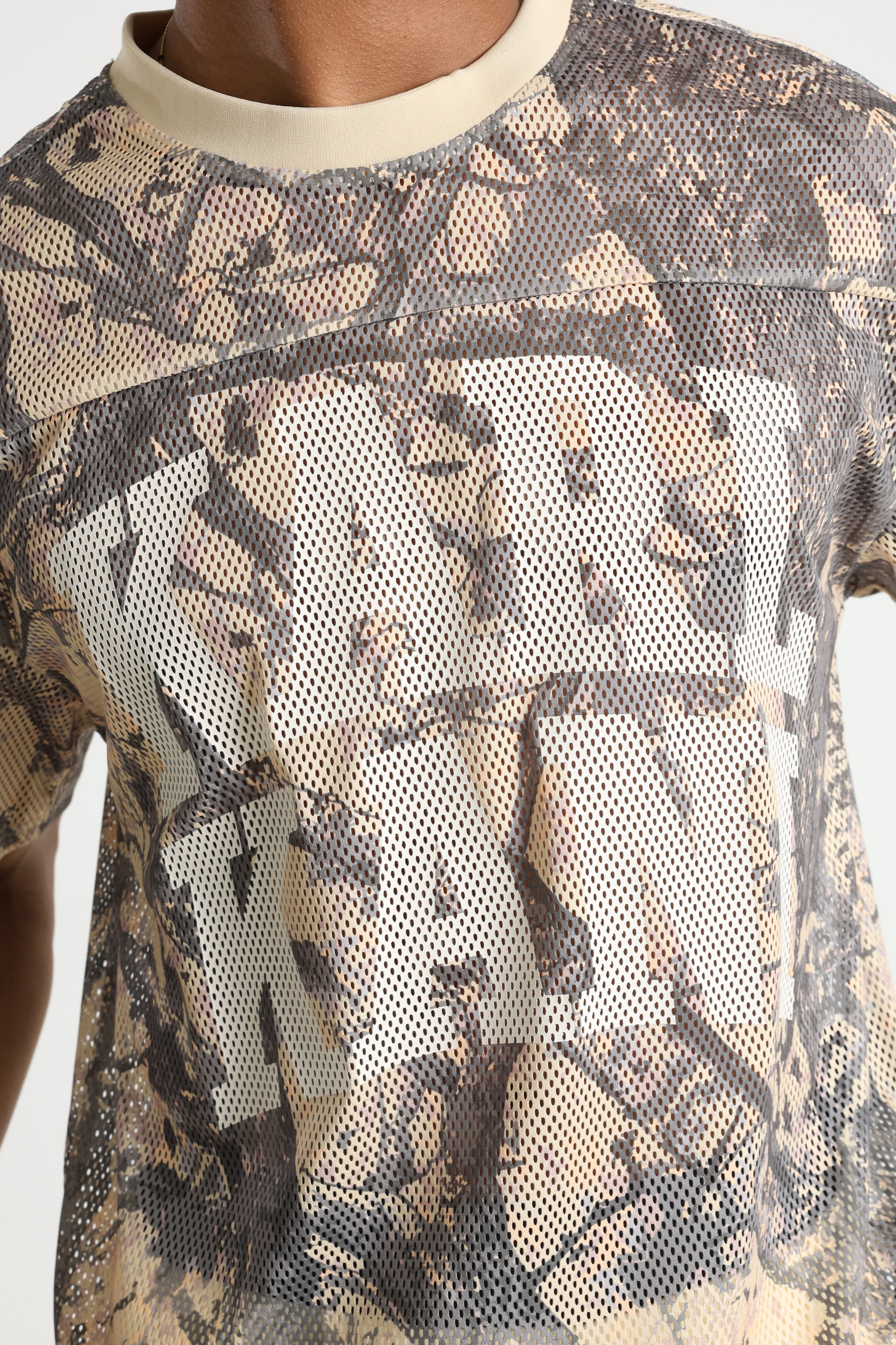 Mesh T-Shirt - Beige + Mehrfarbig