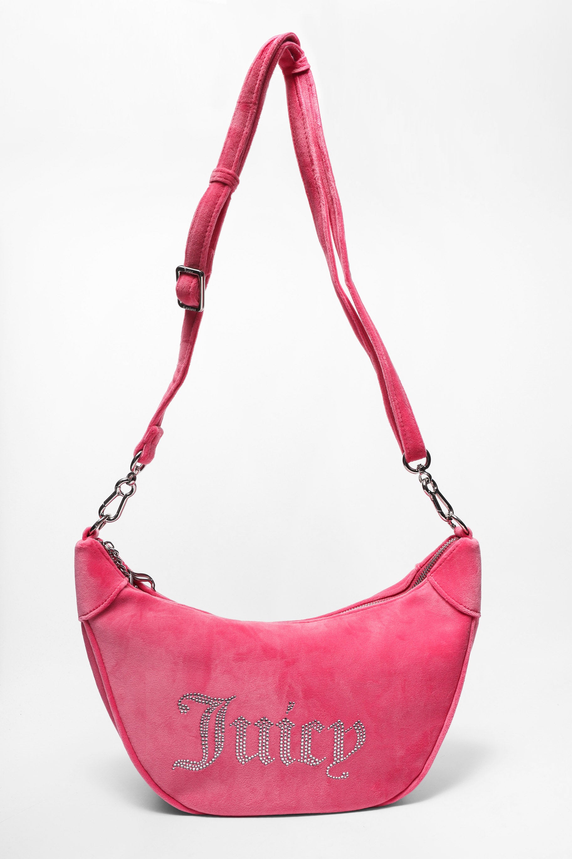Kimberly Samt Hand- / Umhängetasche - Super Pink