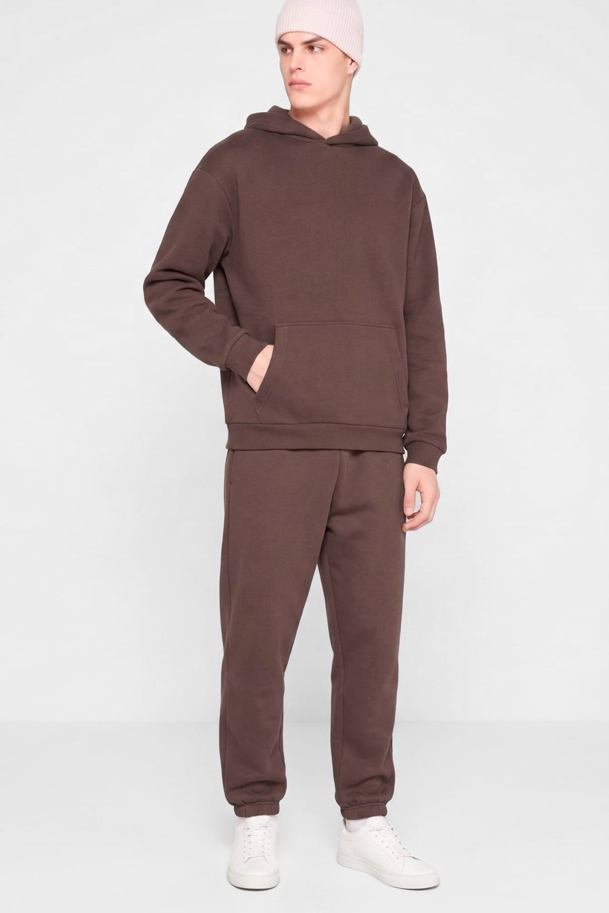 Fluffy hooded sweatshirt - Chocolatebrown