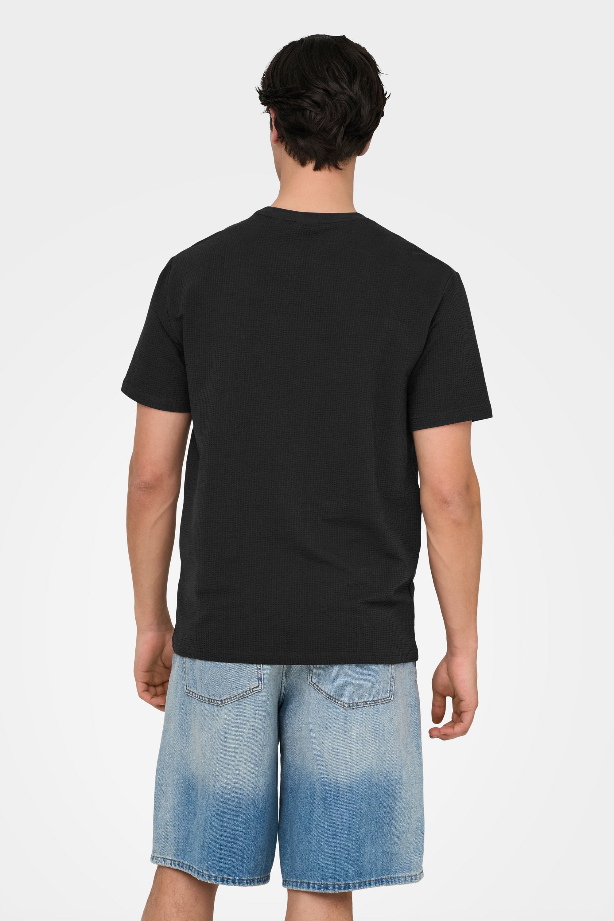 ONSKIAN t-shirt en tissu gaufré - Black