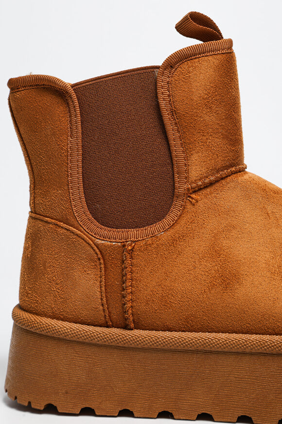 Gefütterte Plateau Stiefelette - Tan