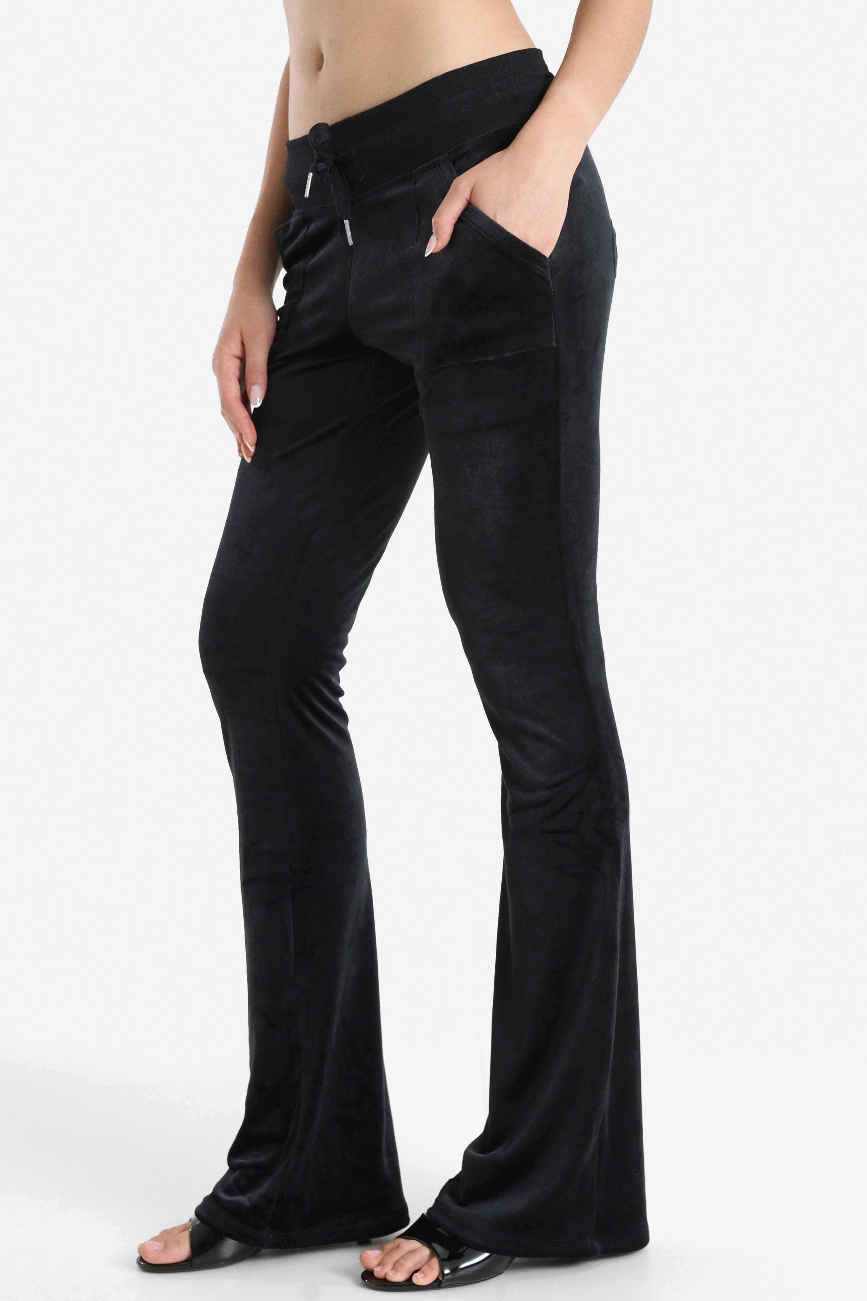 Samt Flare-Hose - Schwarz