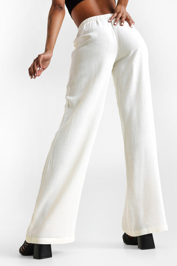 Wide Leg Leinenhose - Offwhite