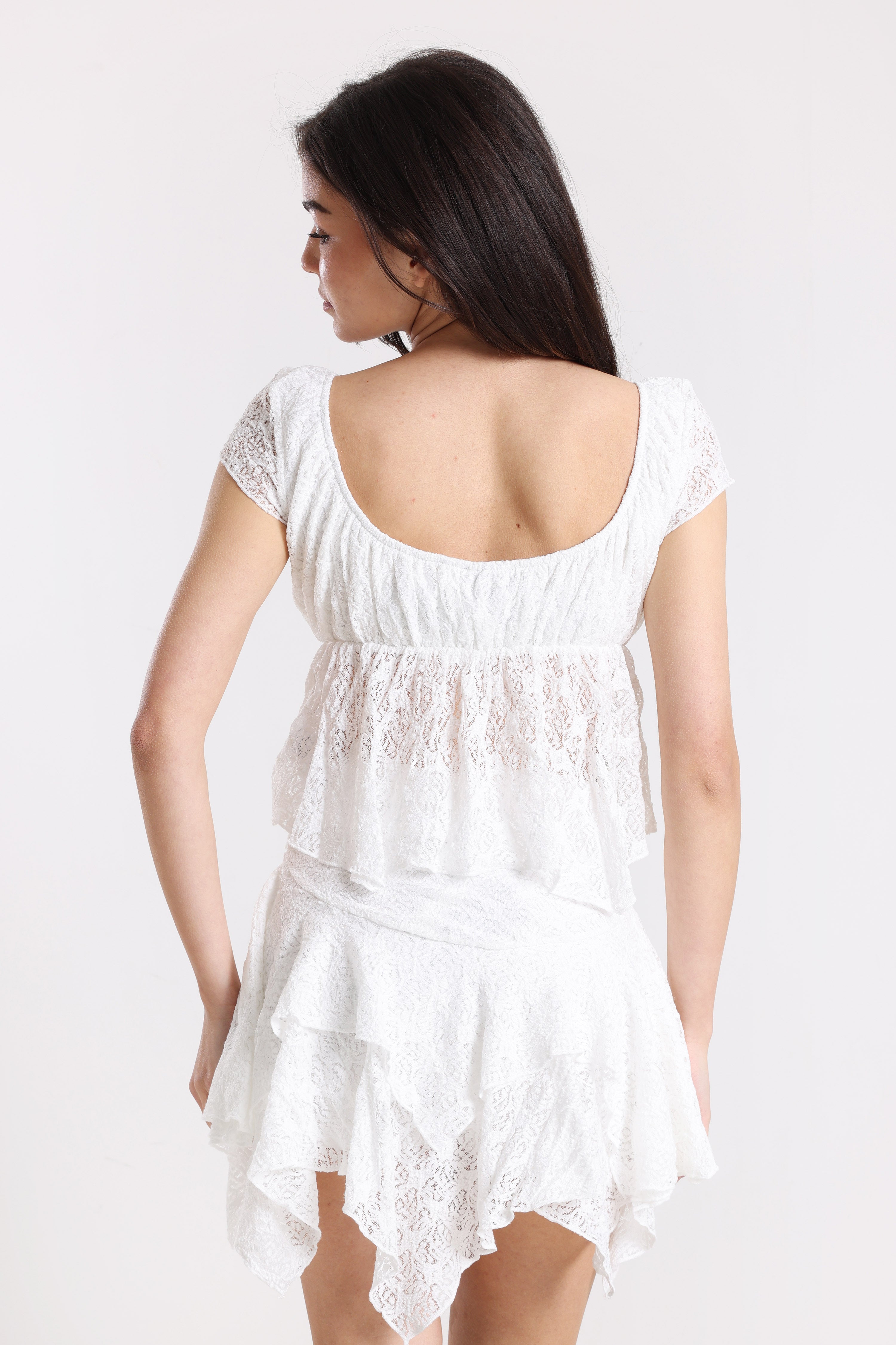 T-Shirt court en dentelle - Ecru