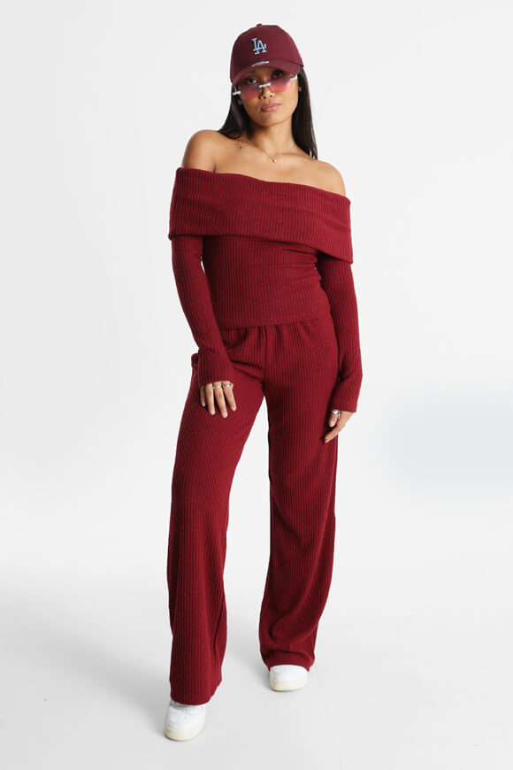 Gerippte Strickhose - Bordeaux