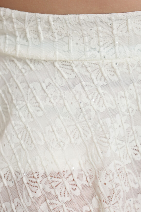 Gonna in pizzo con pantaloncini interni - Offwhite