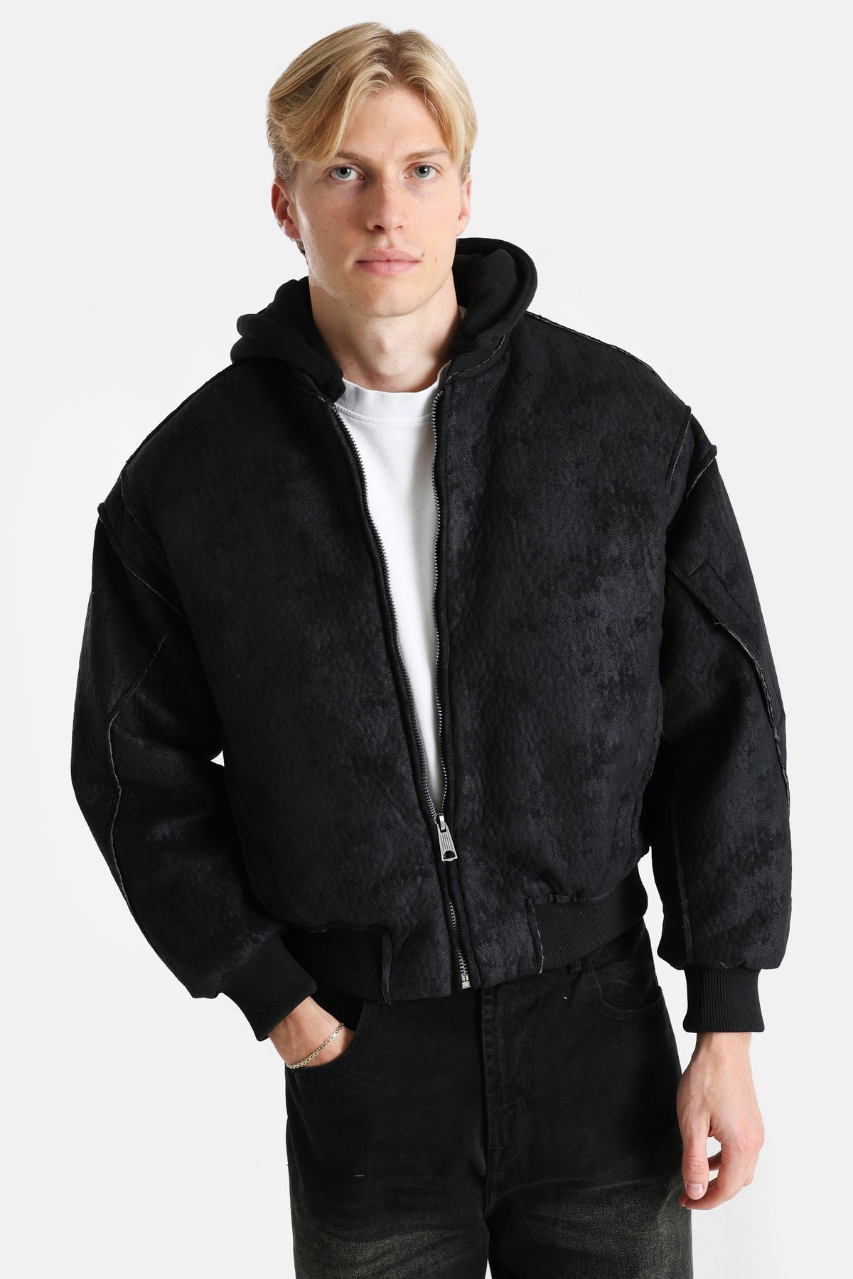Wattierte Bomberjacke - Black