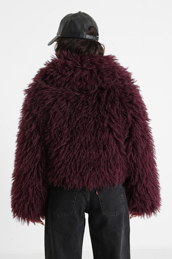 Veste courte en fausse fourrure - Aubergine