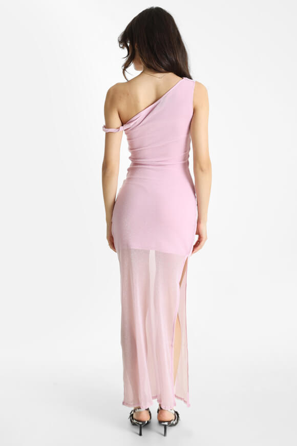 One Shoulder Glitter Maxi Dress - Light Pink