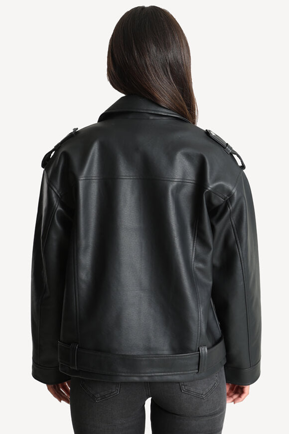 NMPAULINA Veste de motard en similicuir - Black