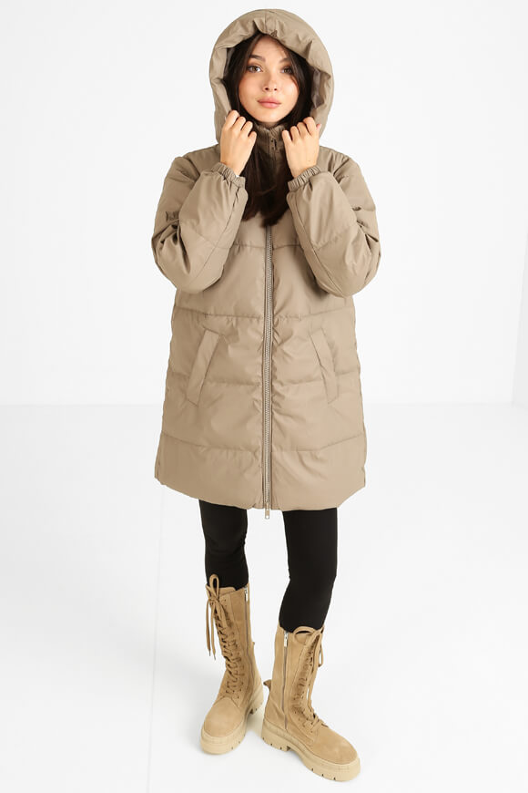Kunstleder Puffermantel - Hellbraun