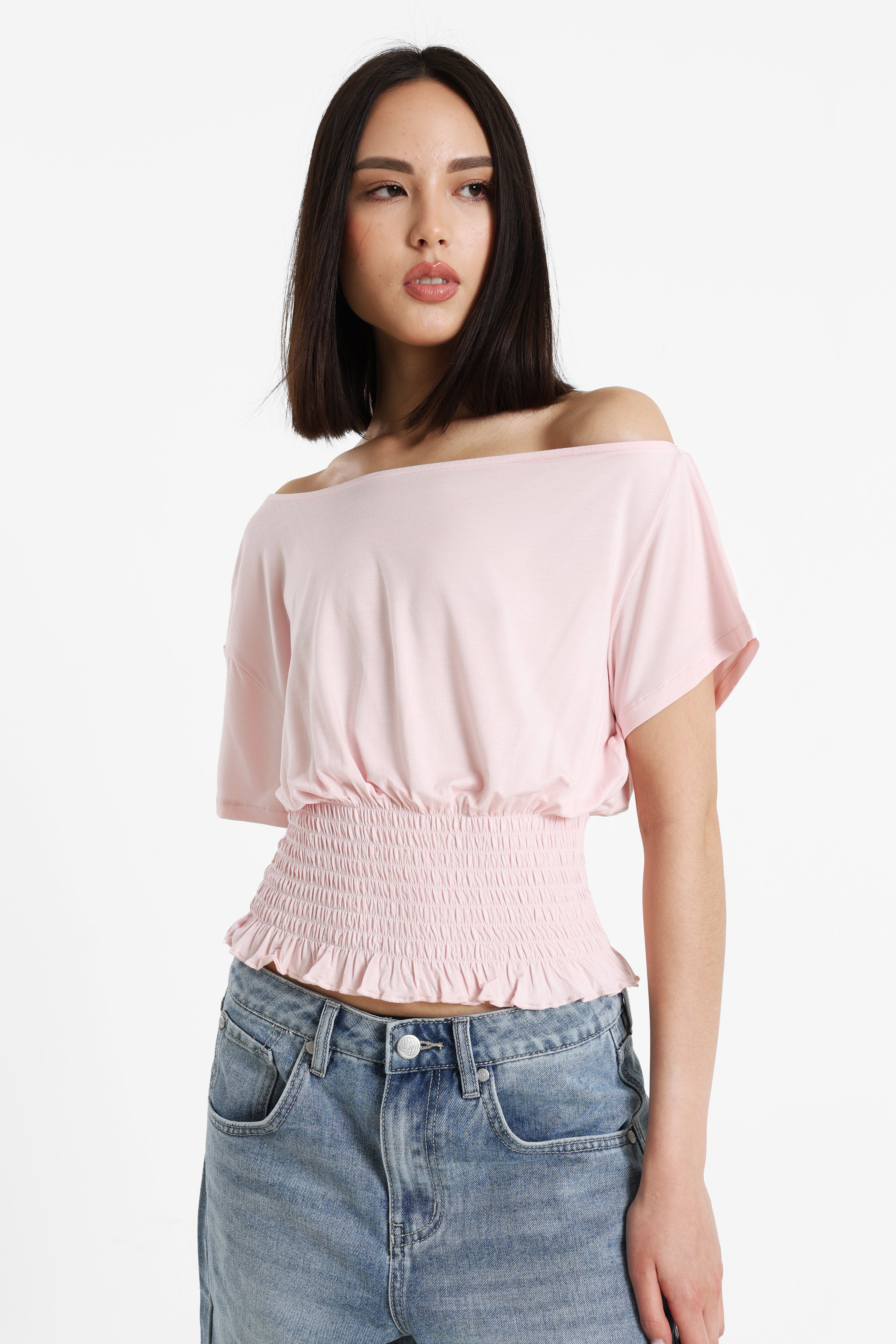 T-Shirt one shoulder - Rose