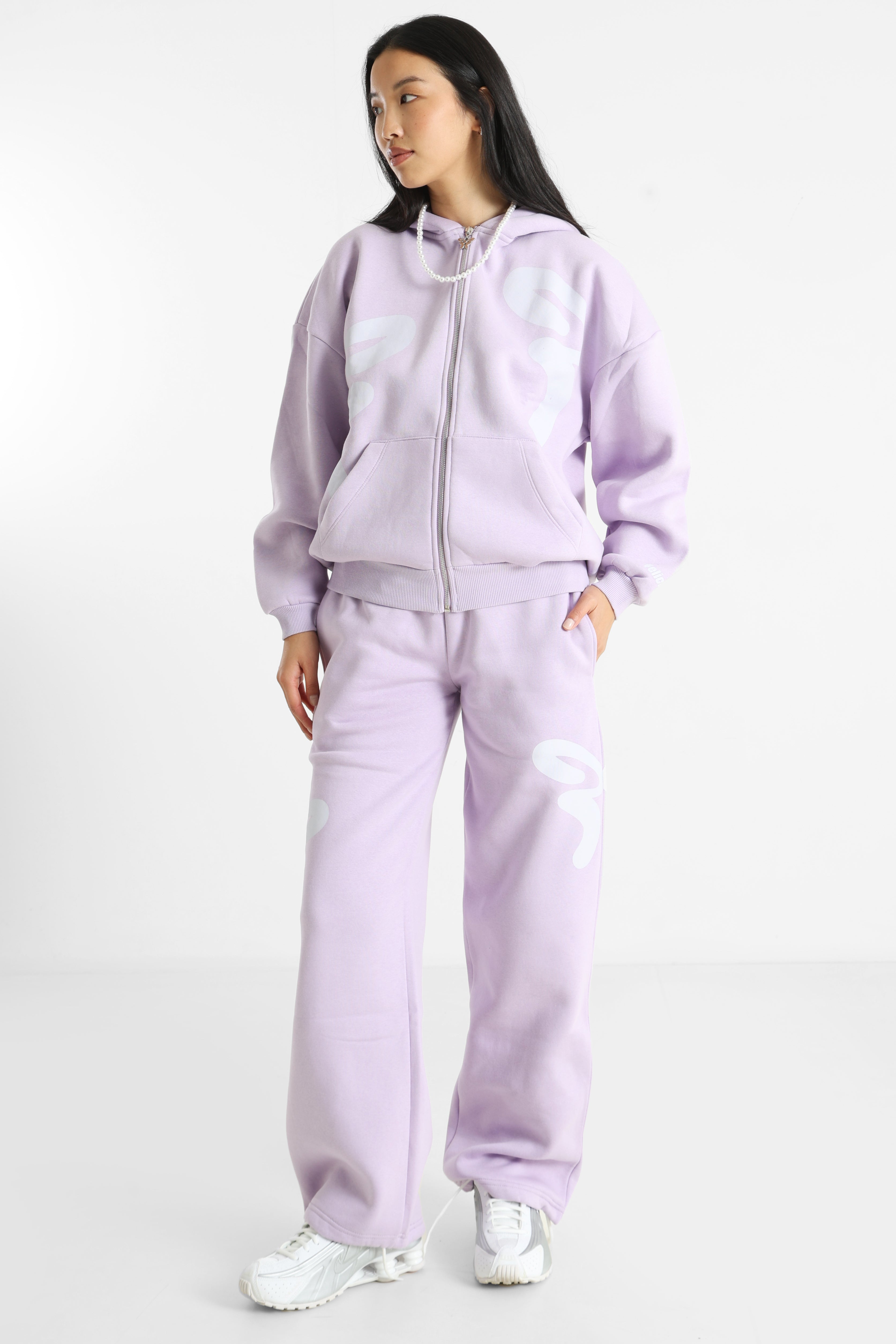 Felpa oversize con cappuccio - Bright Lavende