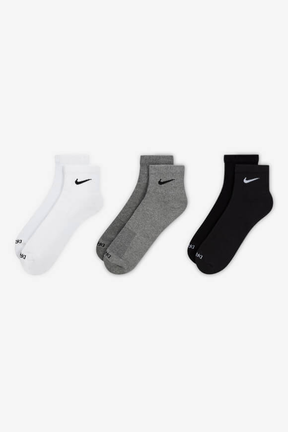 Dreierpack Socken - White + Grey Heather + Black