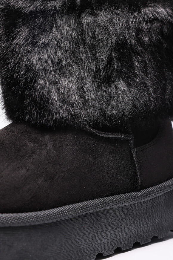 Gefütterte Plateau Stiefelette - Black