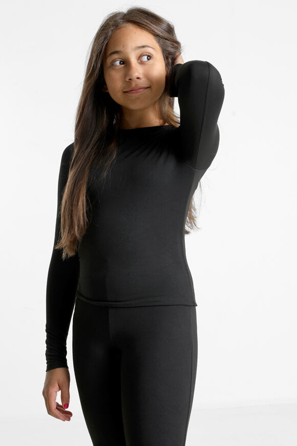 Crop Langarmshirt - Schwarz