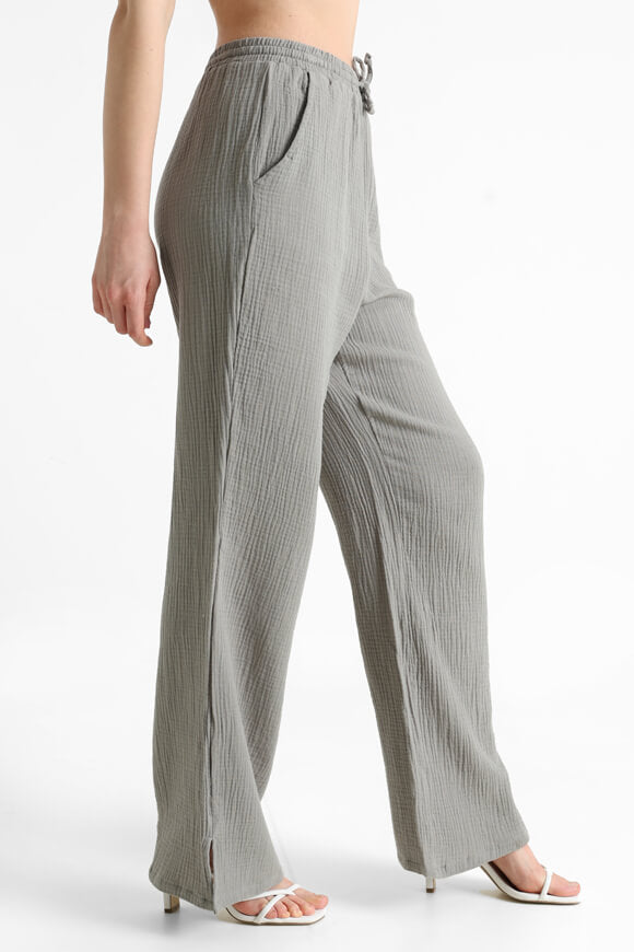 Pantalon large en mousseline - kaki clair