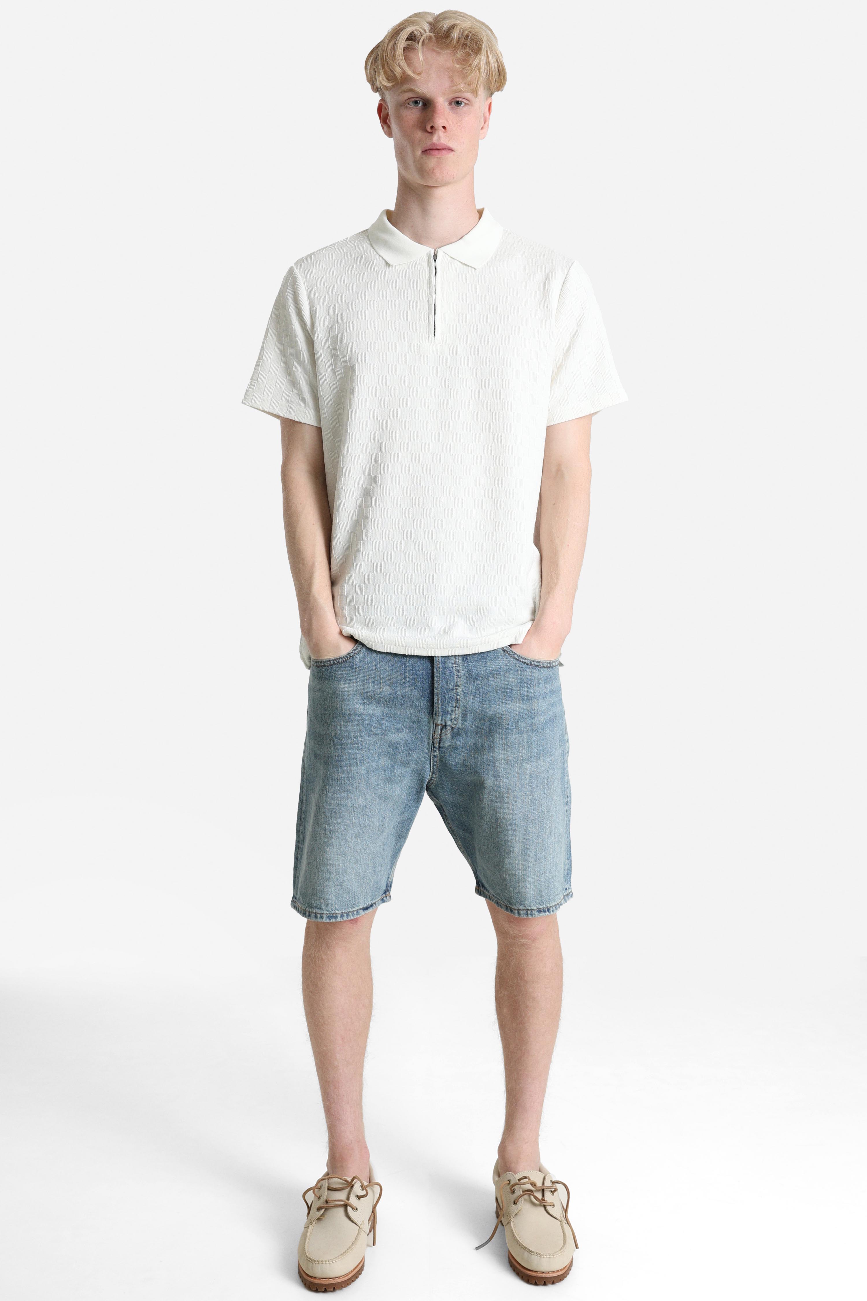 Strukturiertes Poloshirt - Ecru