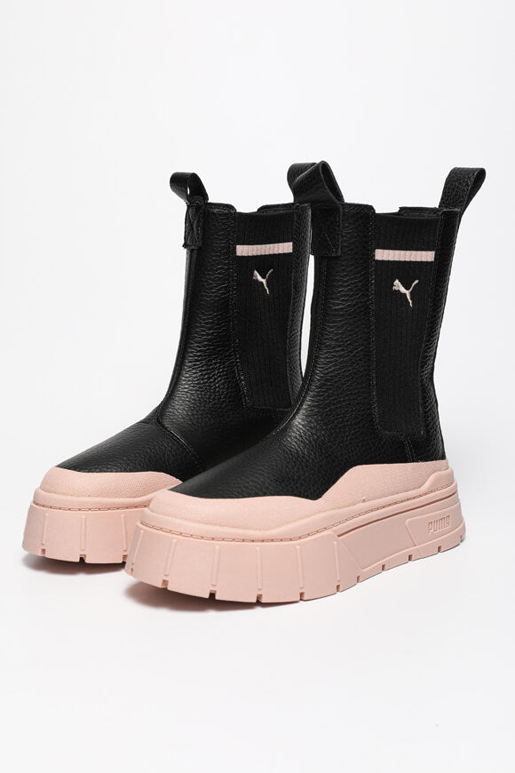 Mayze Stack Plateau Chelsea Stiefelette - Black + Rose Quartz