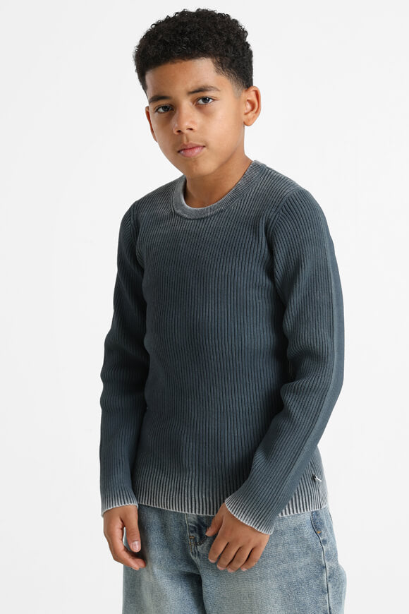 Ribbed knit sweater - Grey + White