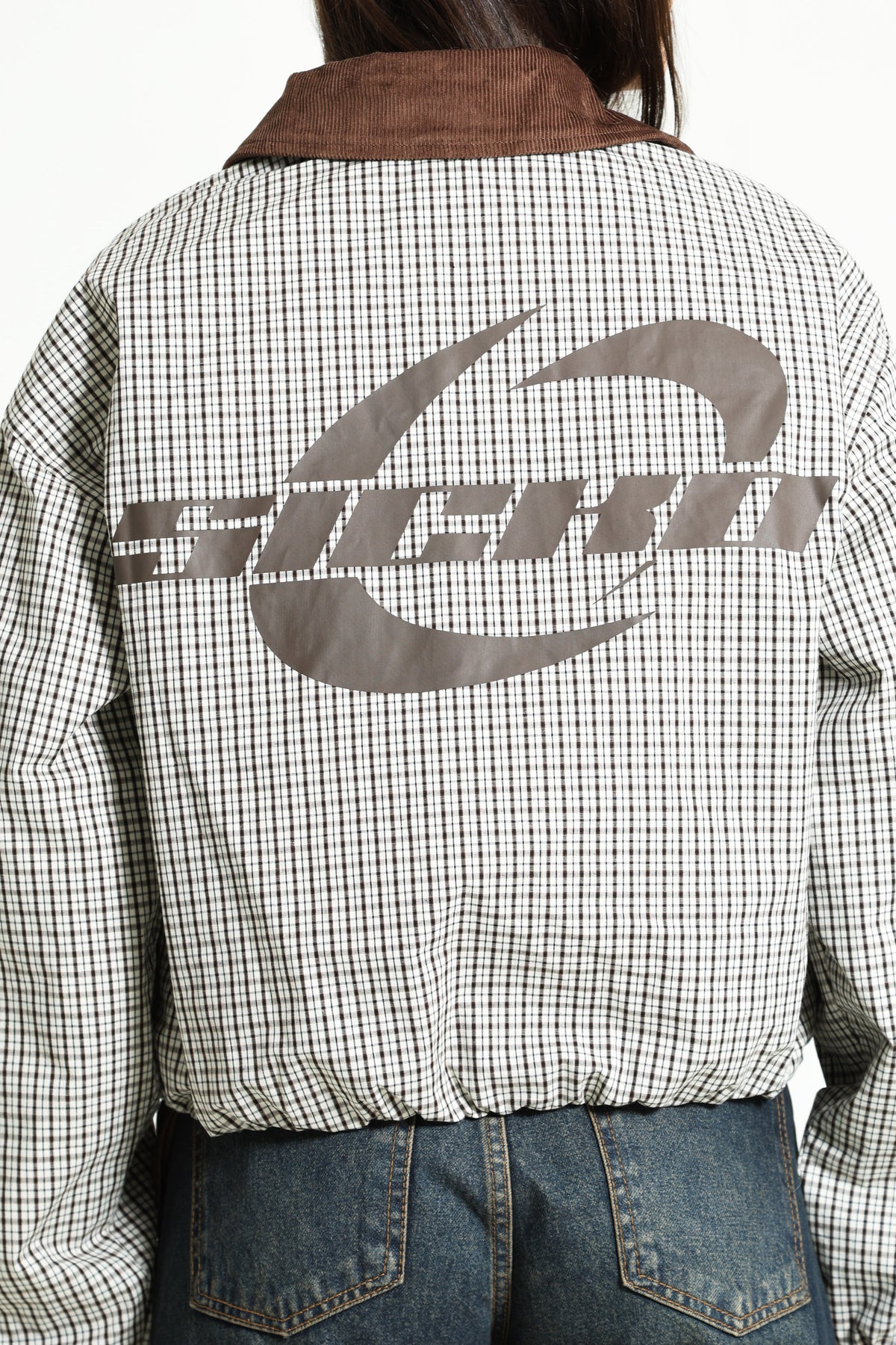 Veste bomber légère - Ecru + Brun