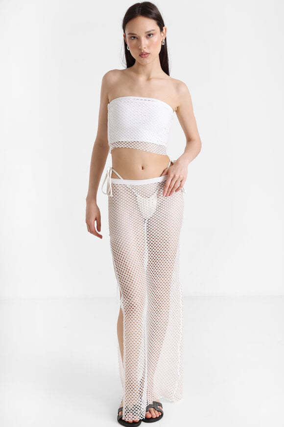 Short mesh bandeau top - Offwhite