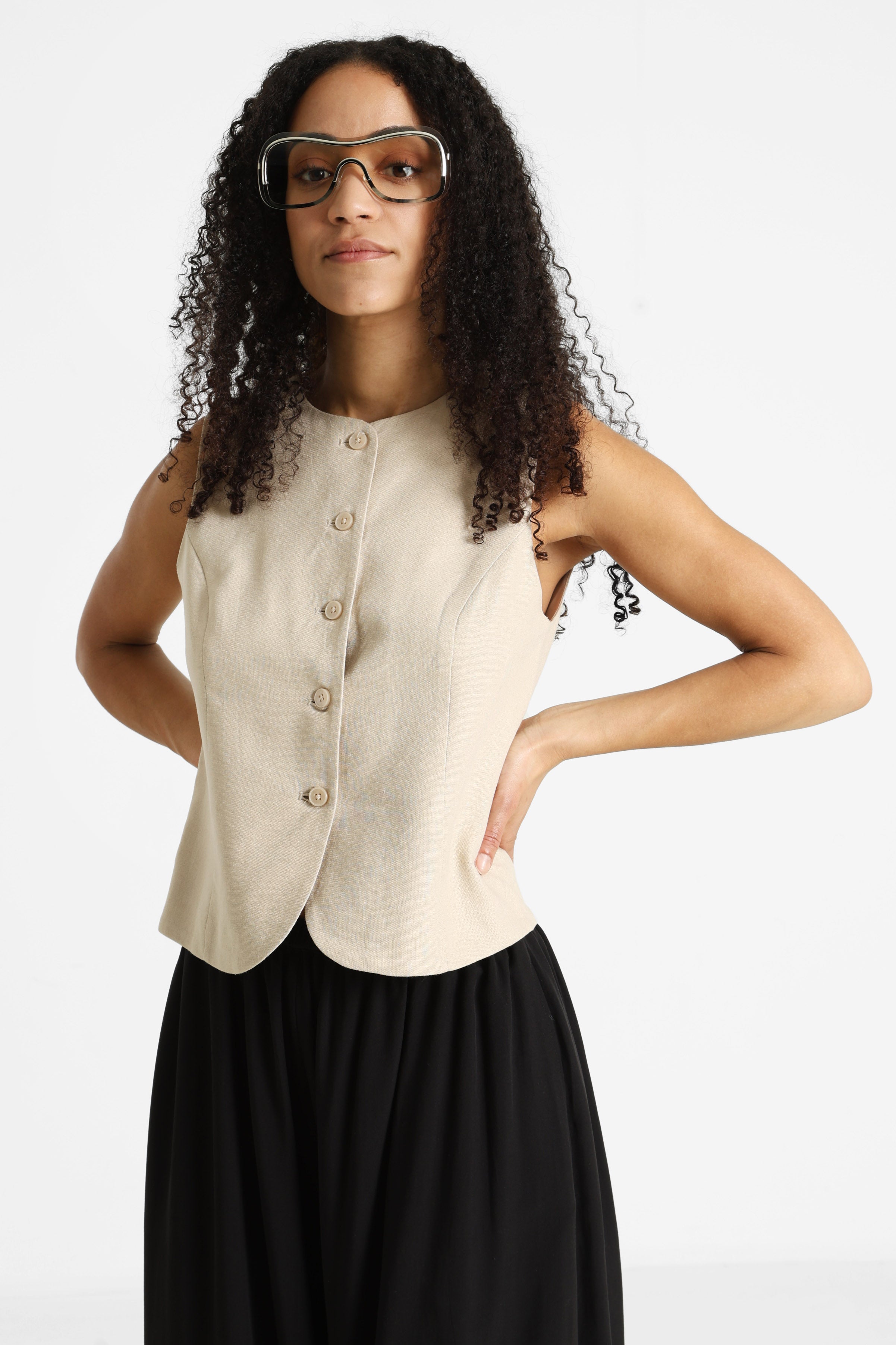 ONLGOA Leinenweste - Oxford Tan