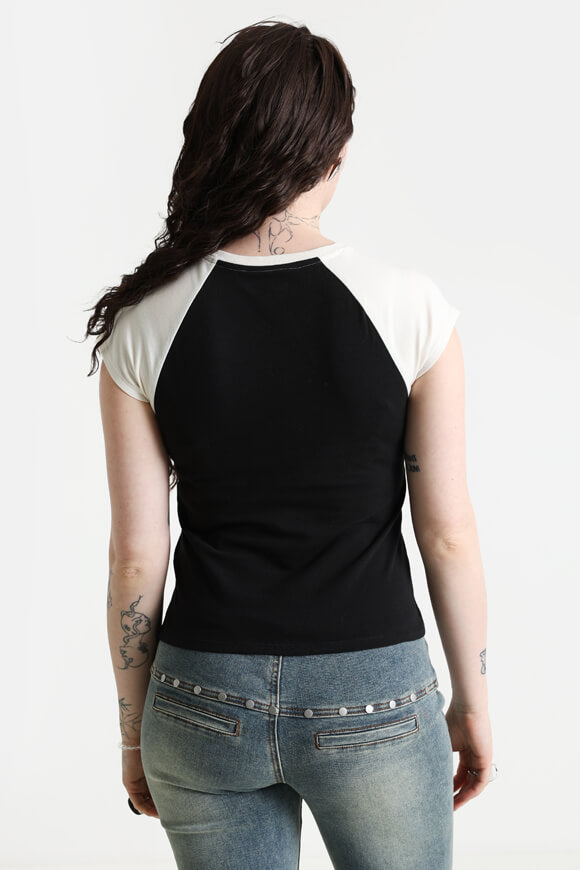 Maglietta Raglan - Nero + bianco sporco