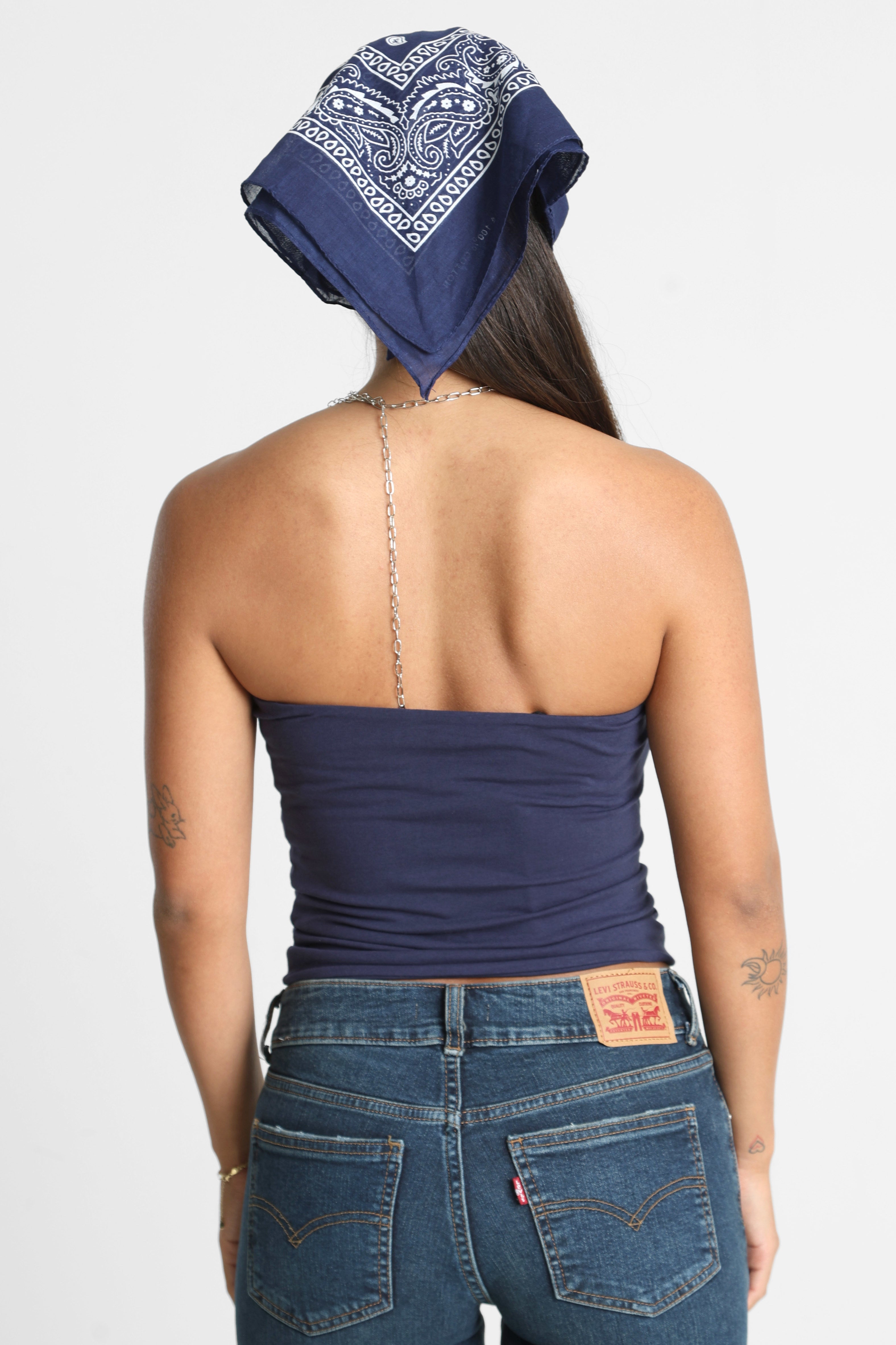Bandeau Crop Top - Blau