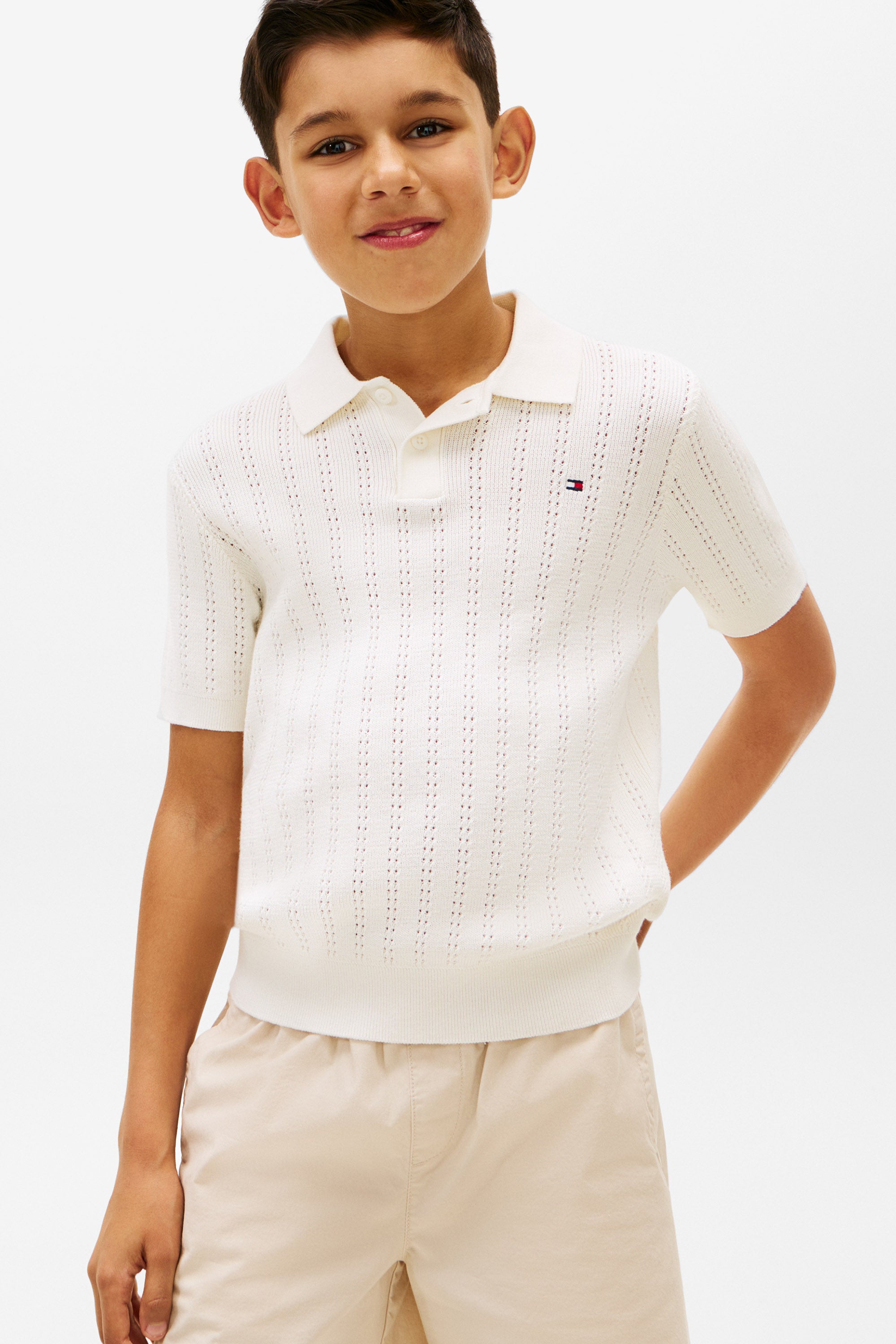 Strick Poloshirt - Ivory Silk