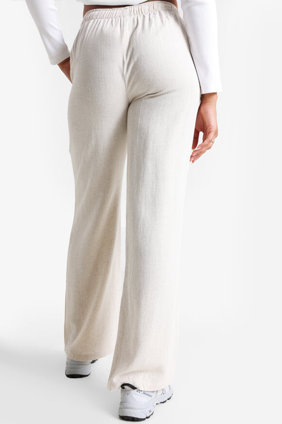 Wide Leg Leinenhose - Hellbeige