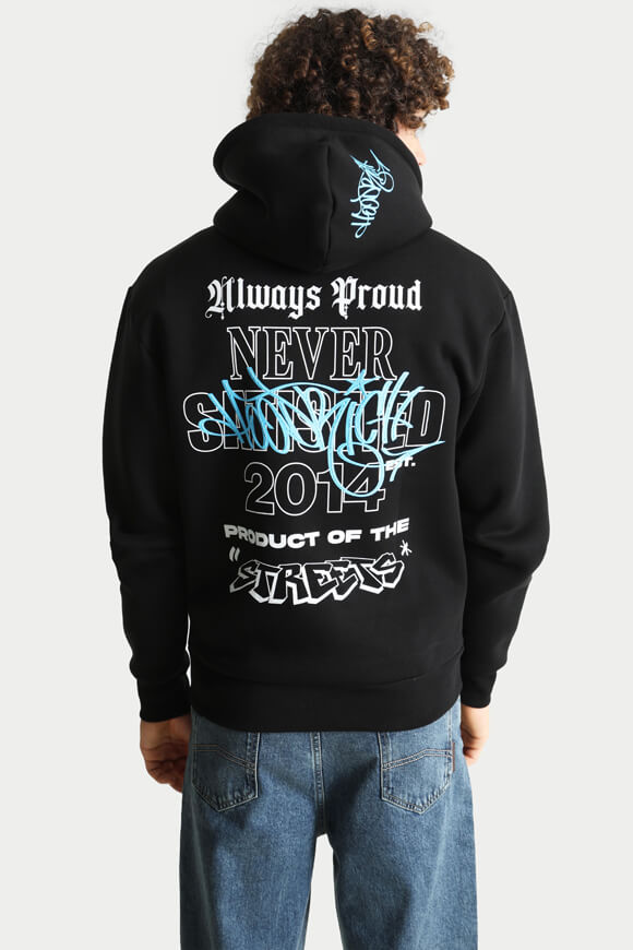 Stamp Tag sweat ample zippé à capuchon - Black