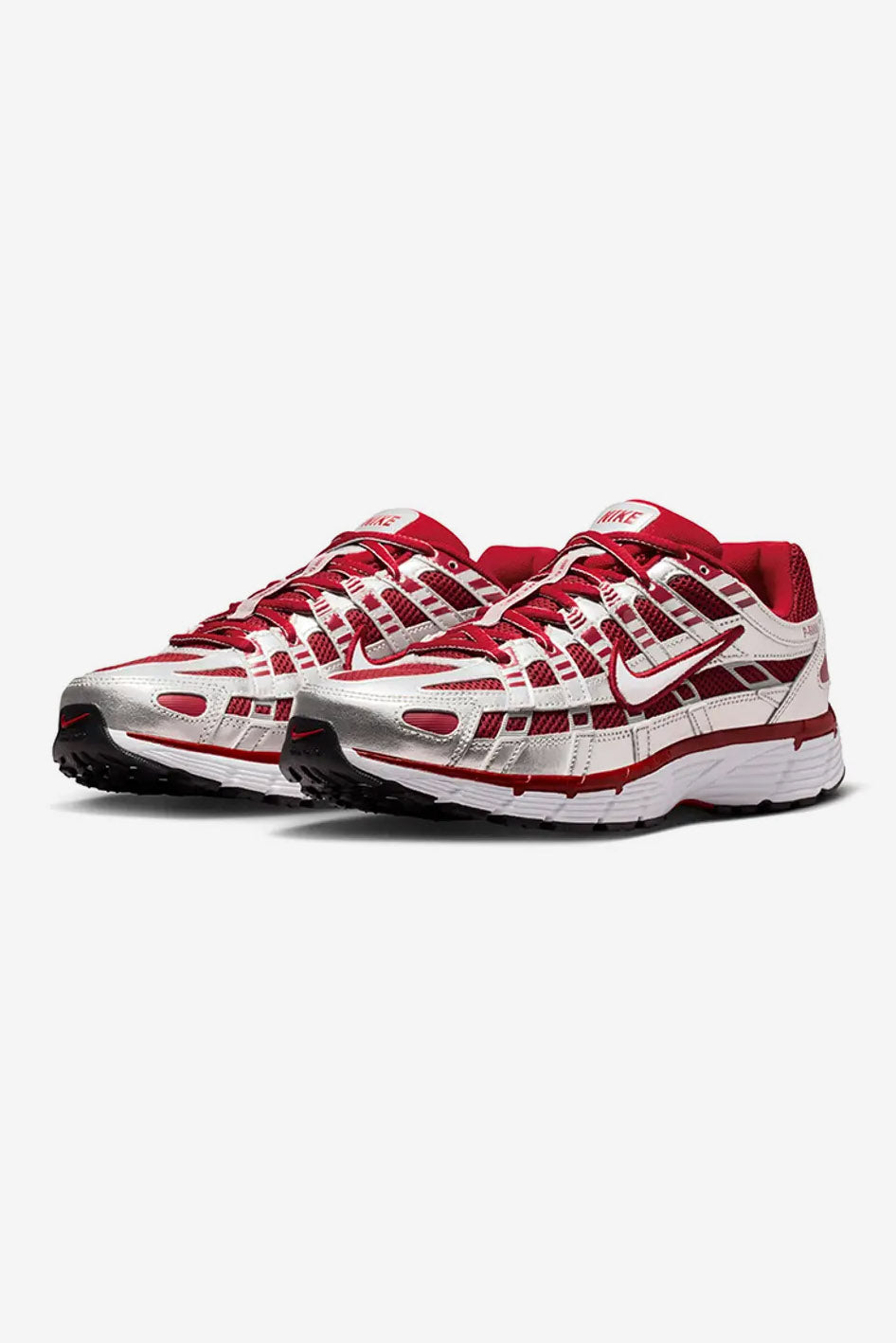 P-6000 Sneaker - Metallic Silver + Gym Red