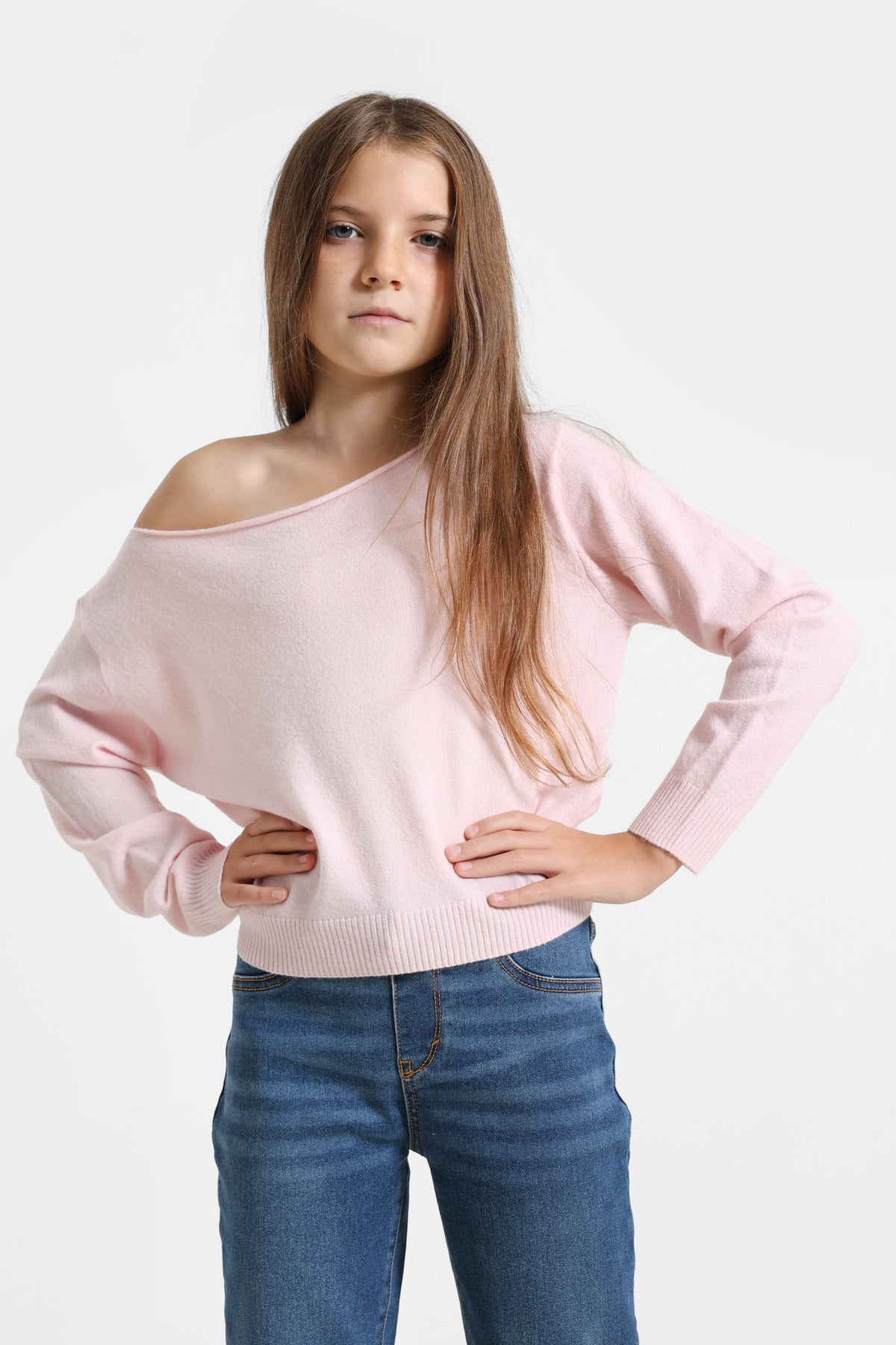 Off Shoulder Strickpullover - Rose