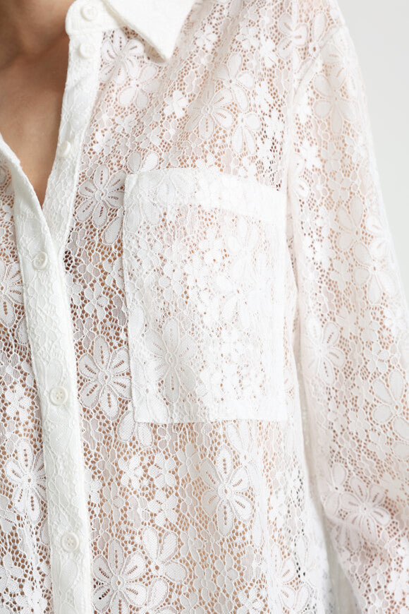 PCSCOUT Chemise oversize en dentelle - Cloud Dancer