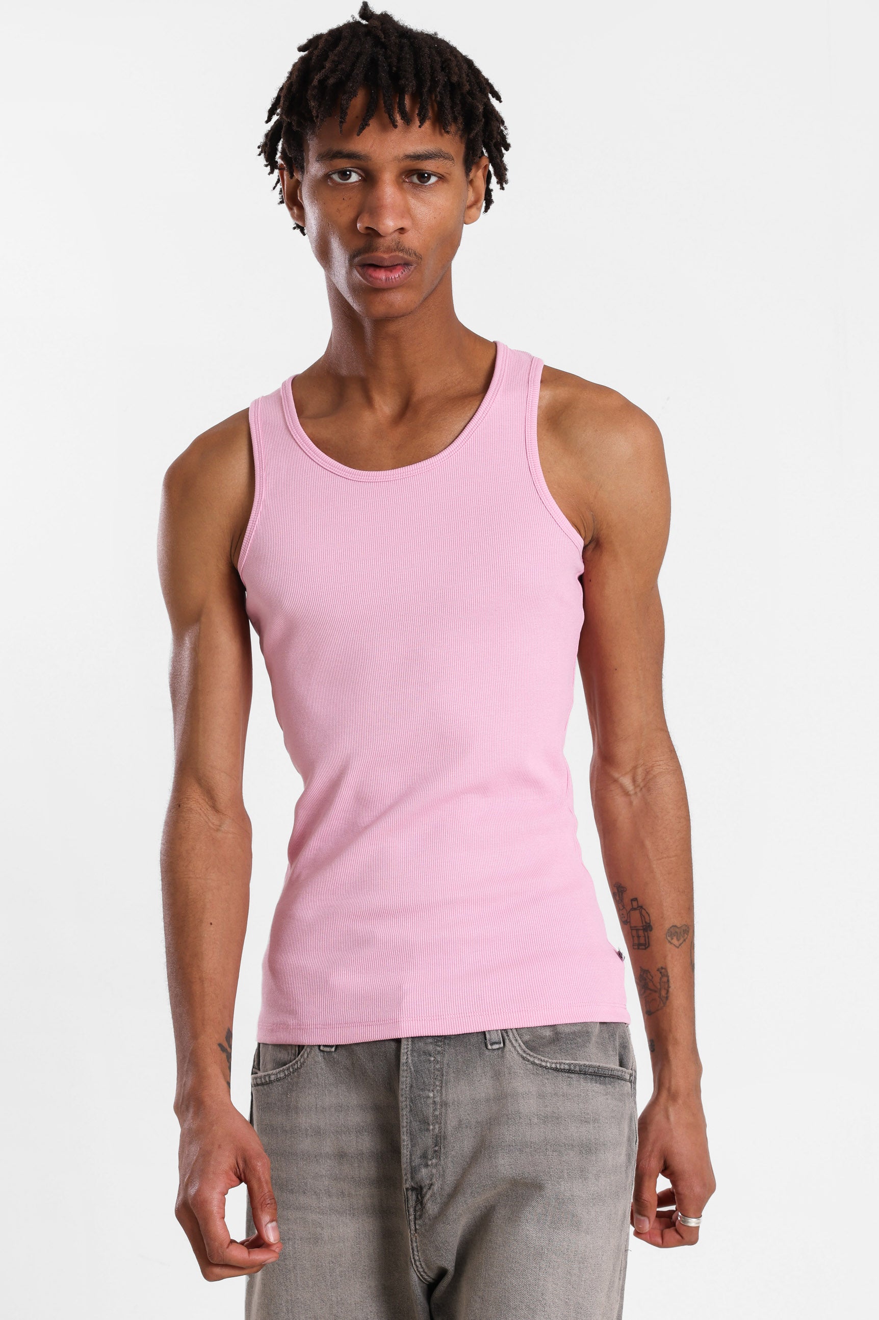 Geripptes Tanktop - Flamingo