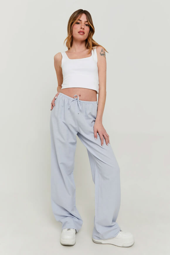 Wide Leg Leinenhose - Light Blue