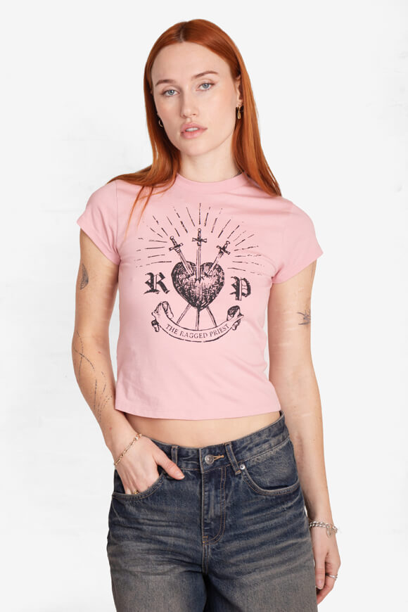 Heart Baby Crop T-Shirt - Pink