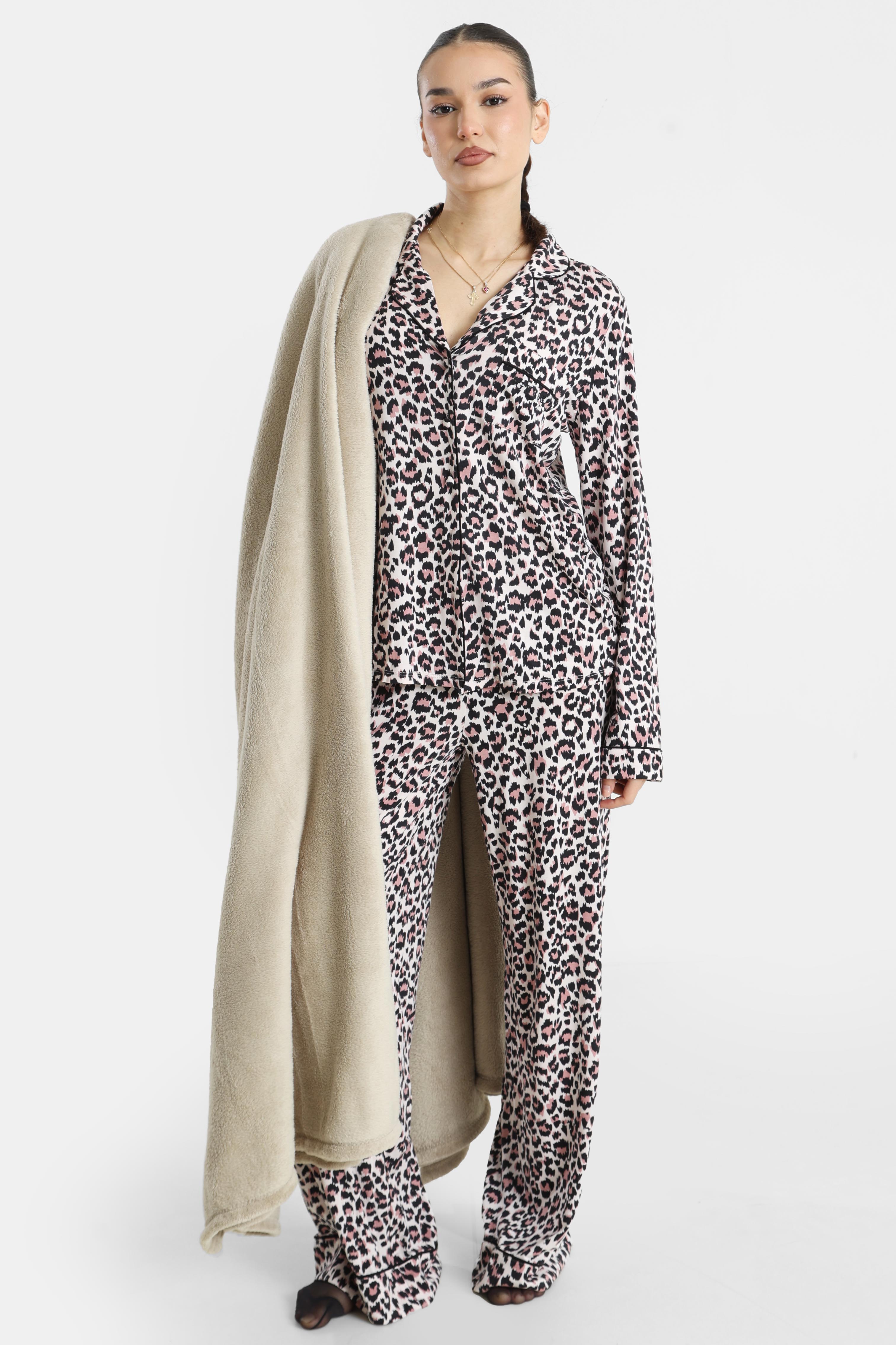 Dessous de pyjama - léopard rose