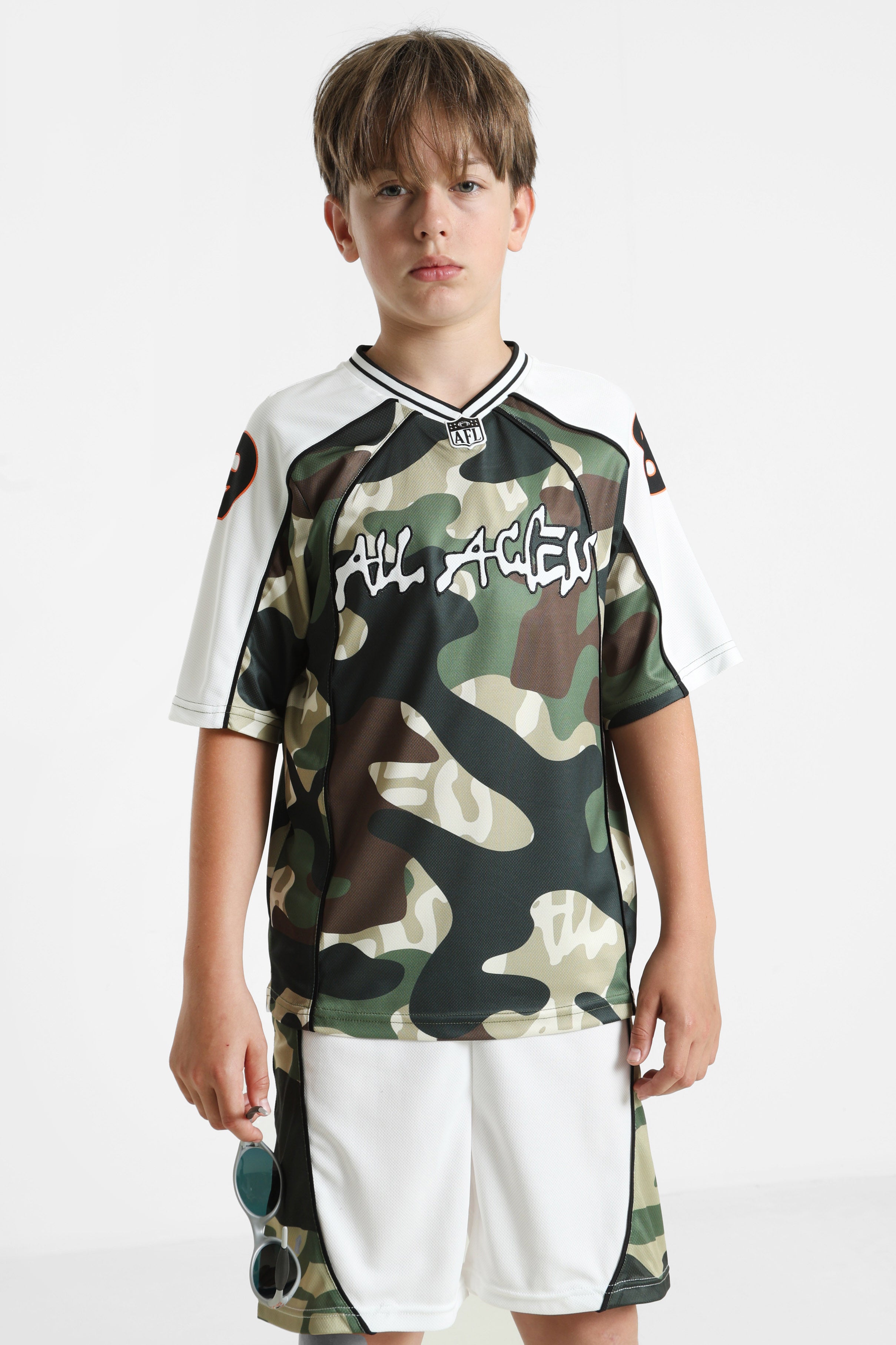 Mesh T-Shirt - Grün Camouflage + Weiss