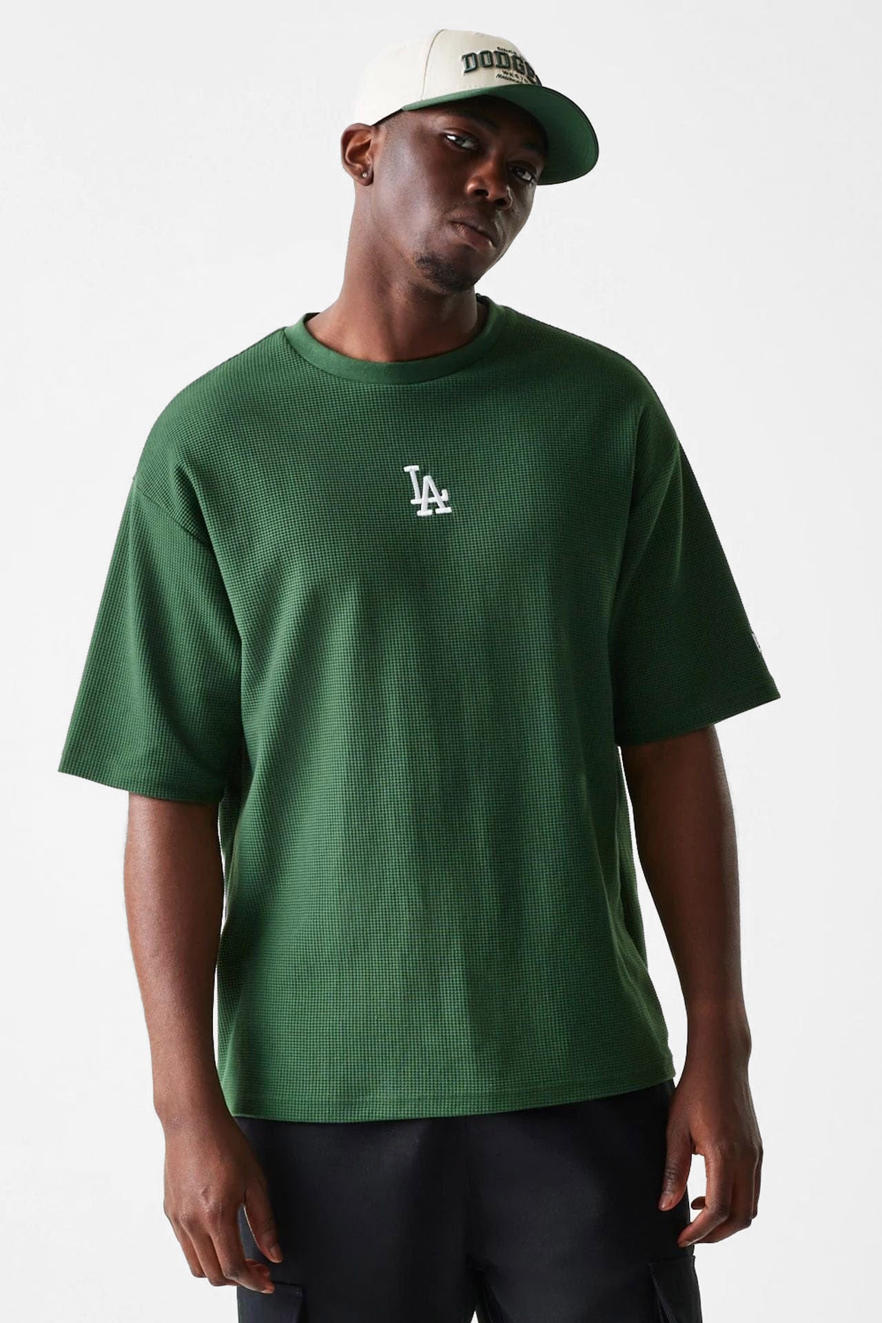 Oversize T-Shirt mit Waffelstruktur - Dark Green
