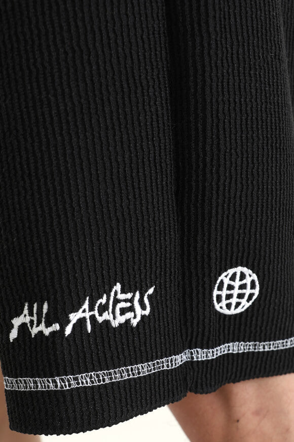 Strukturierte Stoffshorts - Schwarz