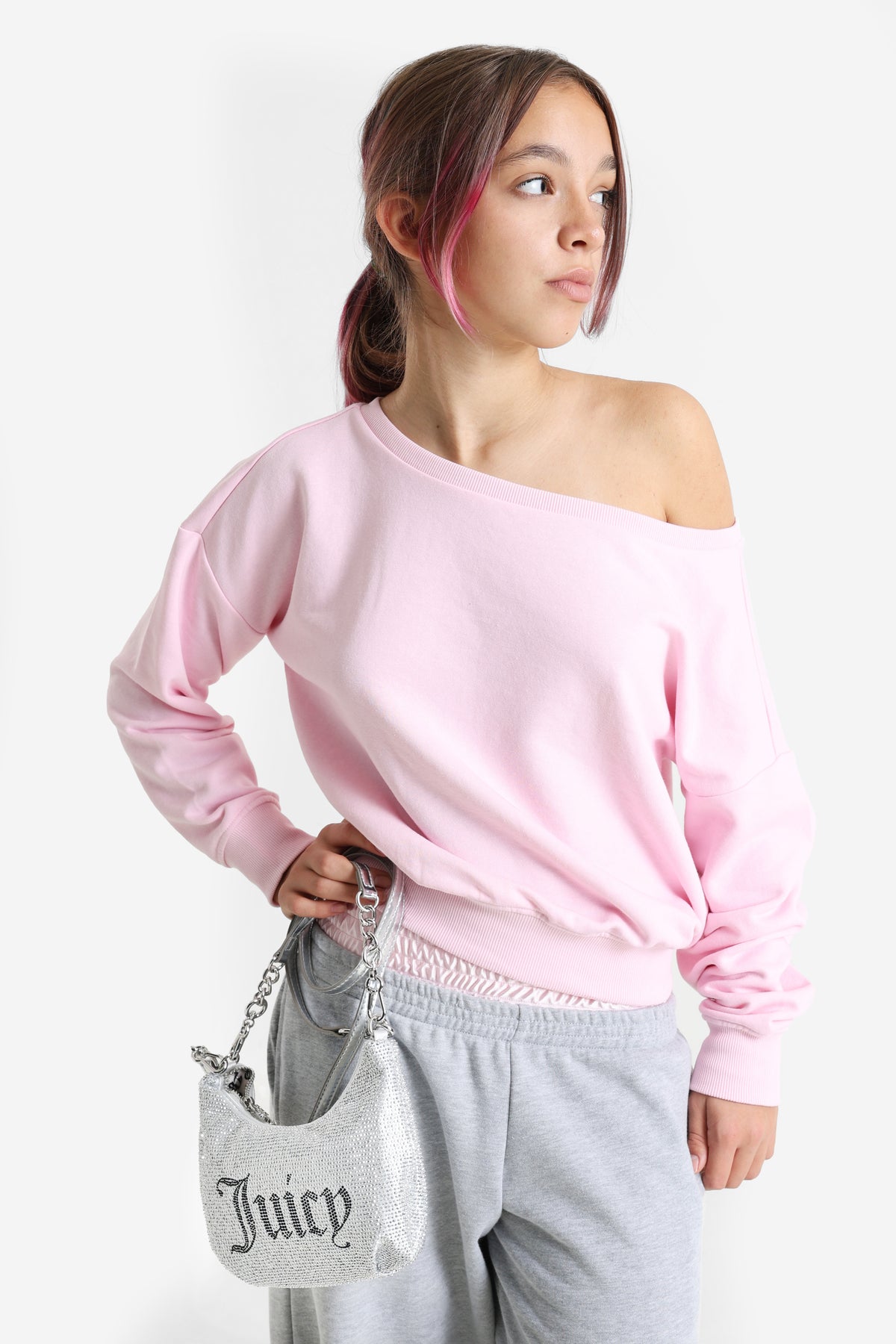 Sweatshirt off shoulder - Rose