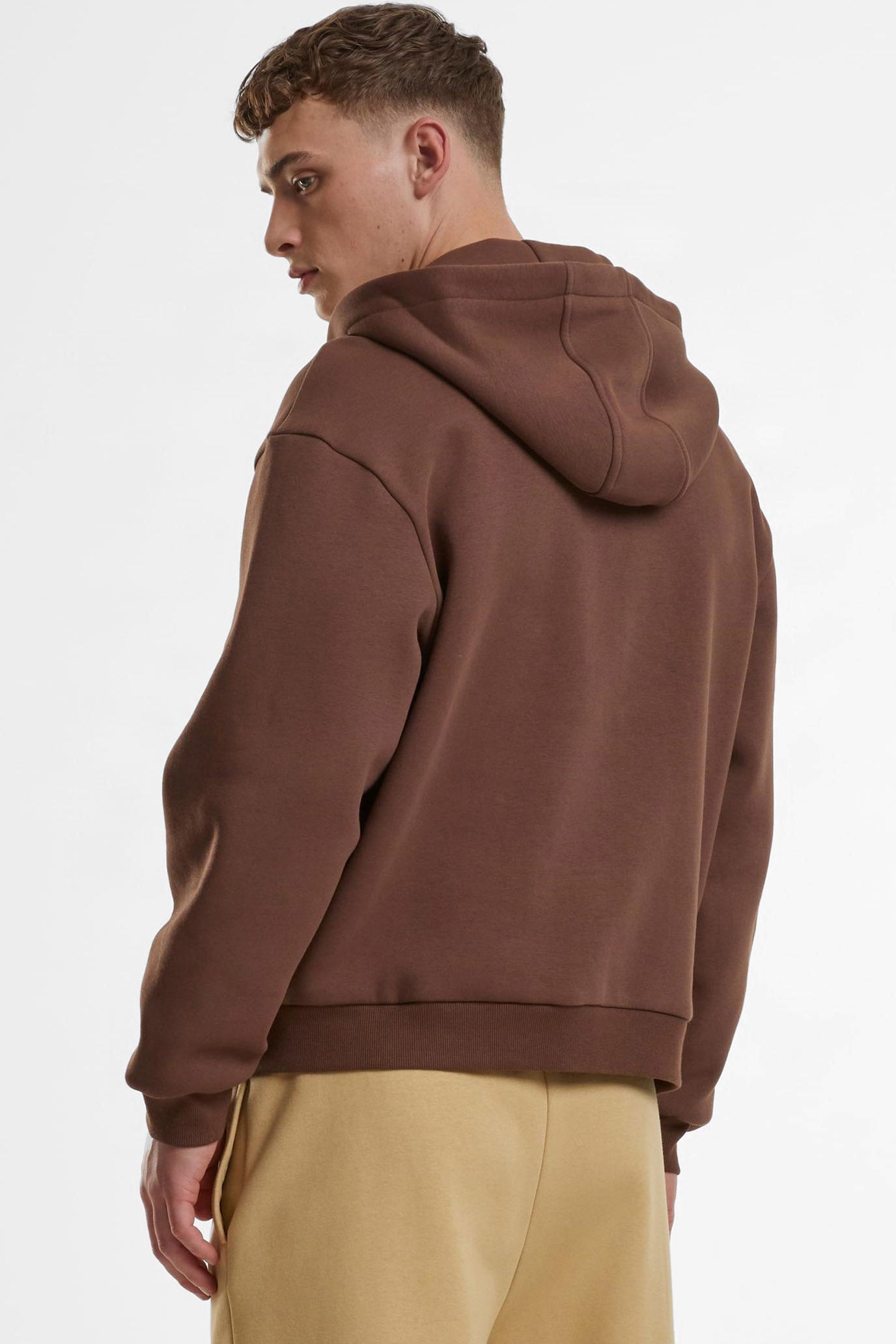 Fluffy zip-up hoodie sweatshirt - Chocolate Brown