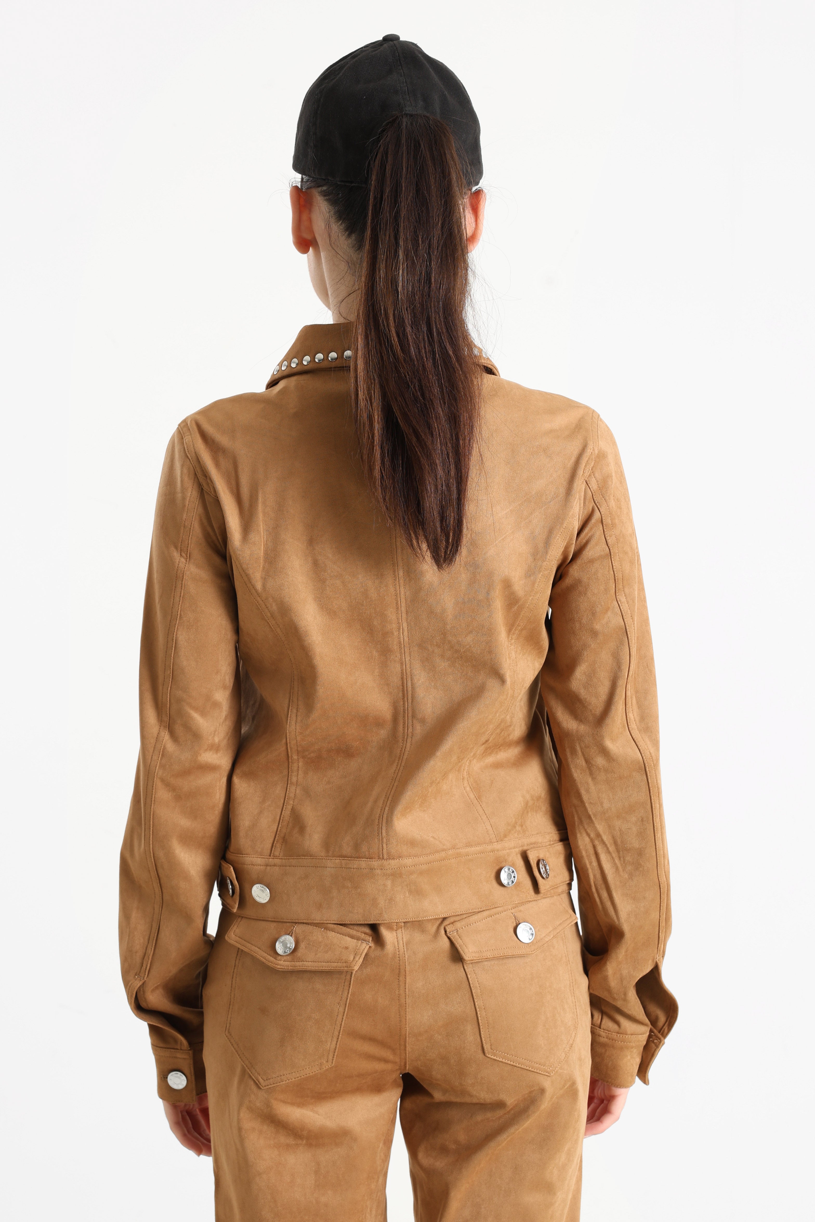 Kunstwildleder Jacke - Cognac