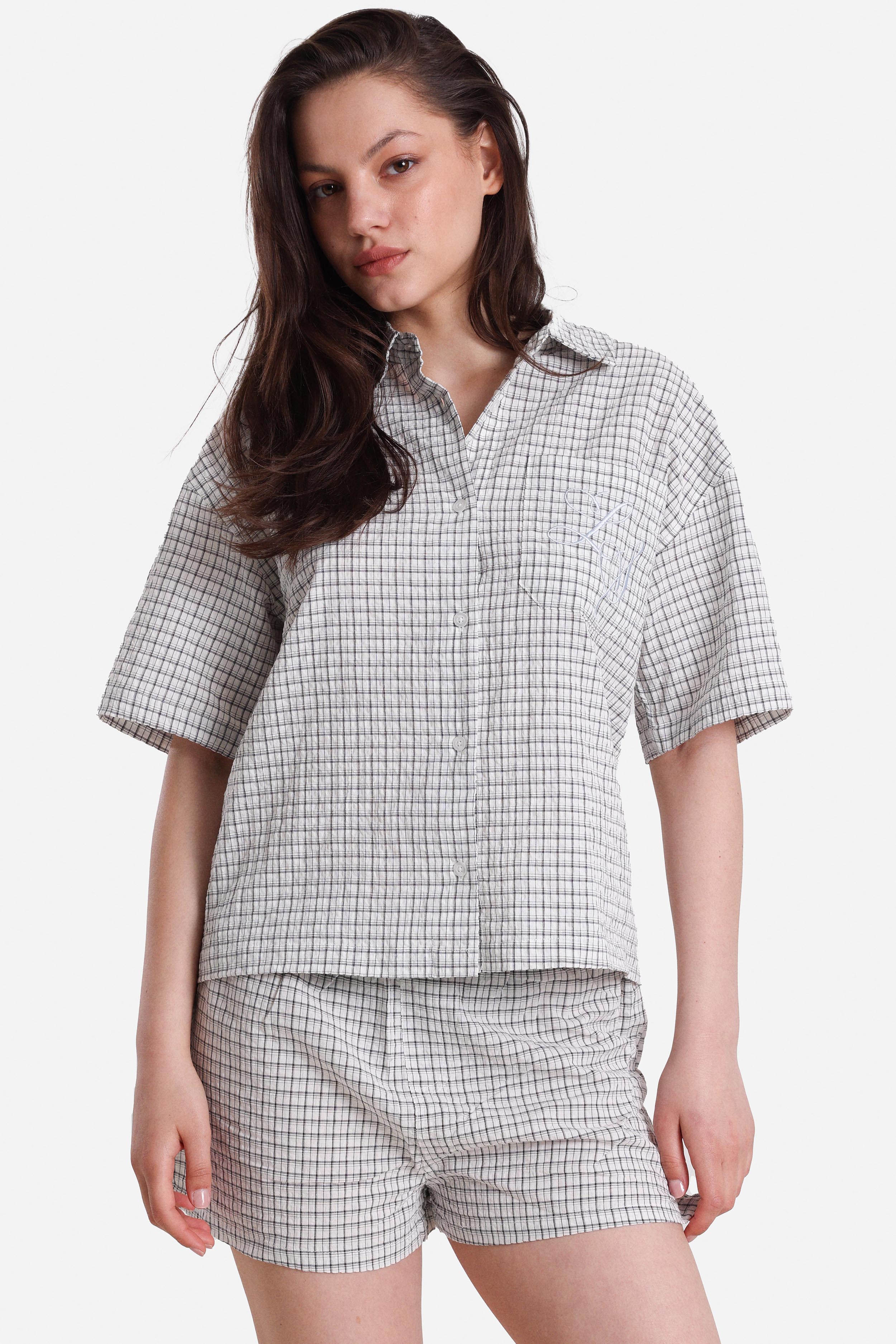 Oversize Hemd - Offwhite + Schwarz