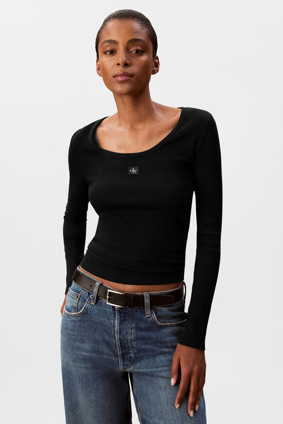 Shirt côtelé manches longues - Black