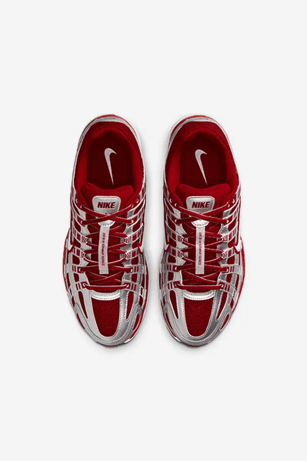 P-6000 Sneaker - Metallic Silver + Gym Red