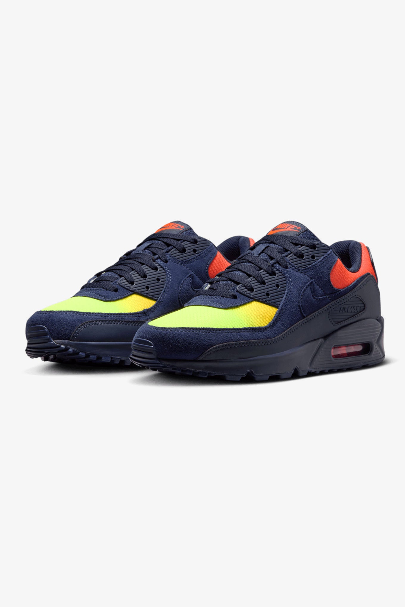 Air Max 90 Sneaker - Blackened Blue + Hyper Crimson + Lemon Venom